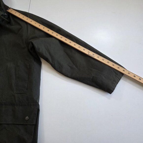 VTG Lavenir Wax Chore Coat Men 36 Military Green LS Lined Cotton Equestrian Hood - Picture 6 of 16